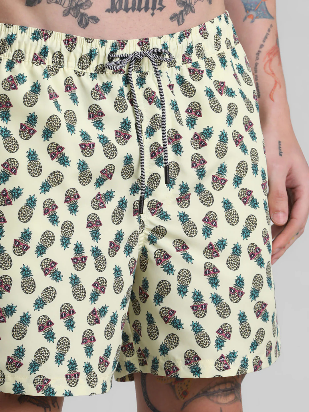 Yellow Abstract Print Swim Shorts - Image 4