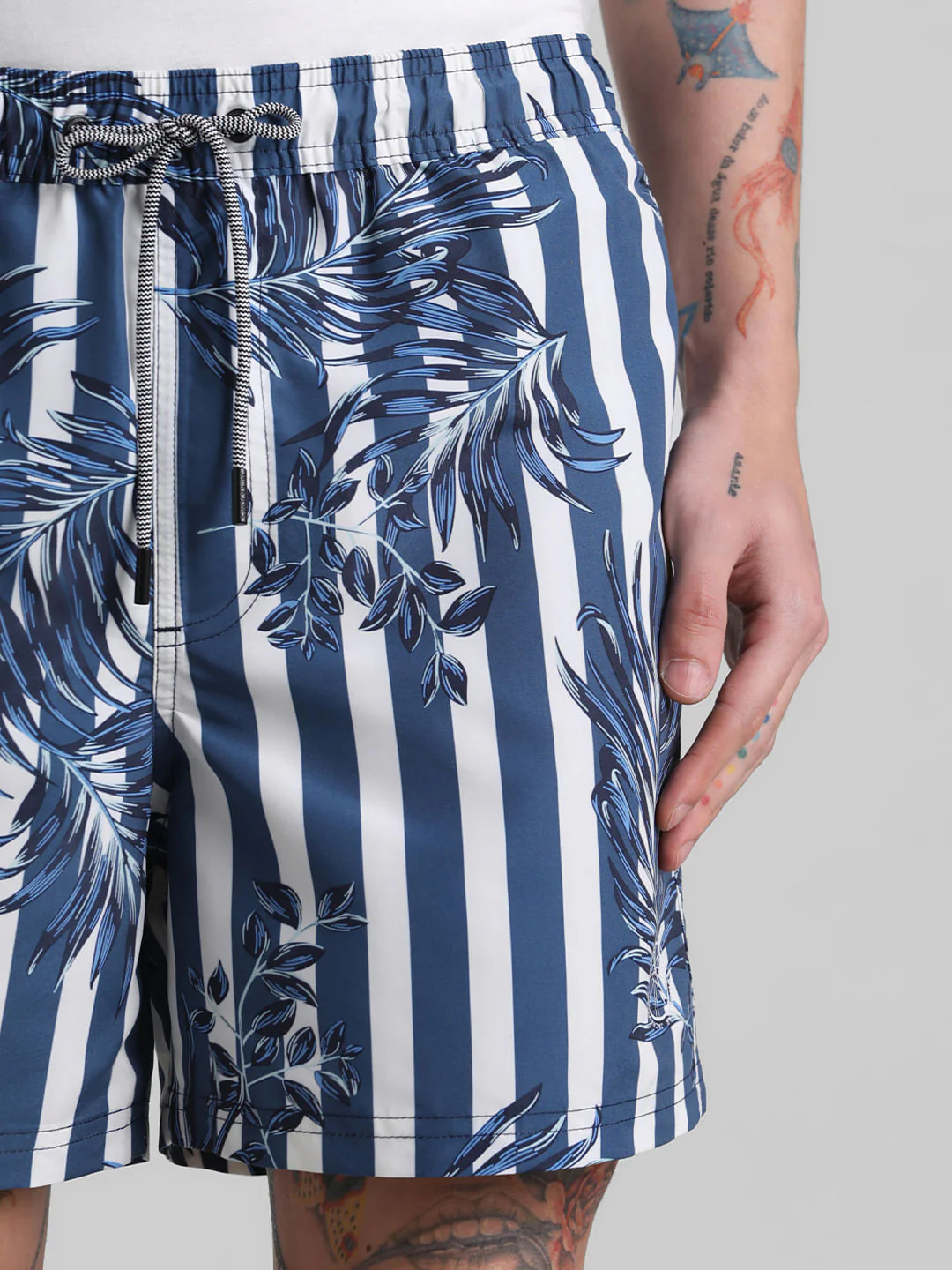 Blues Striped Print Swim Shorts - Image 4