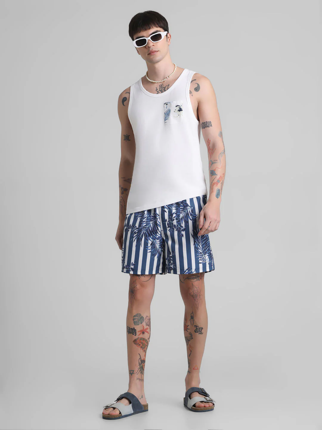 Blues Striped Print Swim Shorts - Image 5
