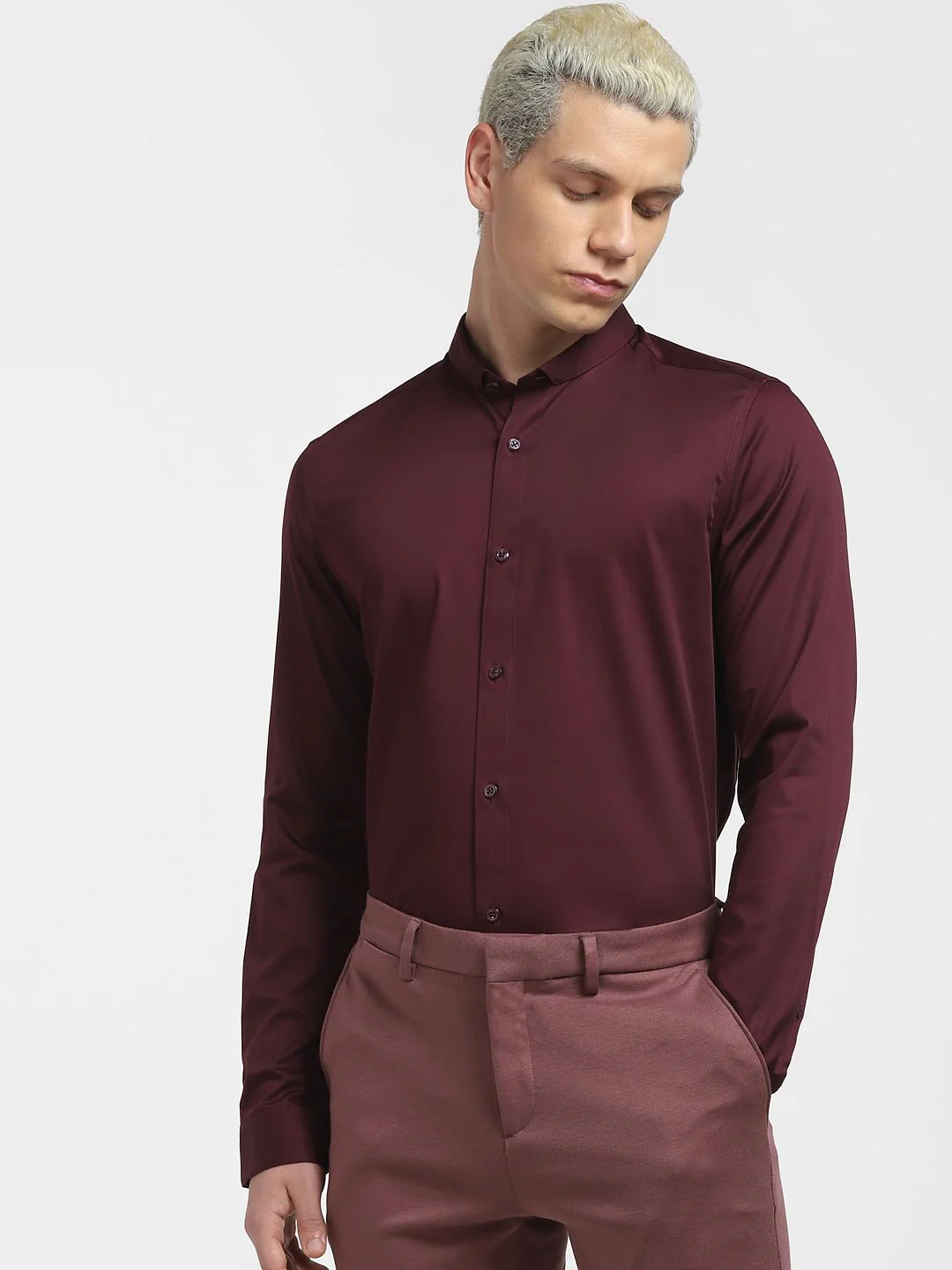 Burgundy Full Sleeves Shirt - Image 2