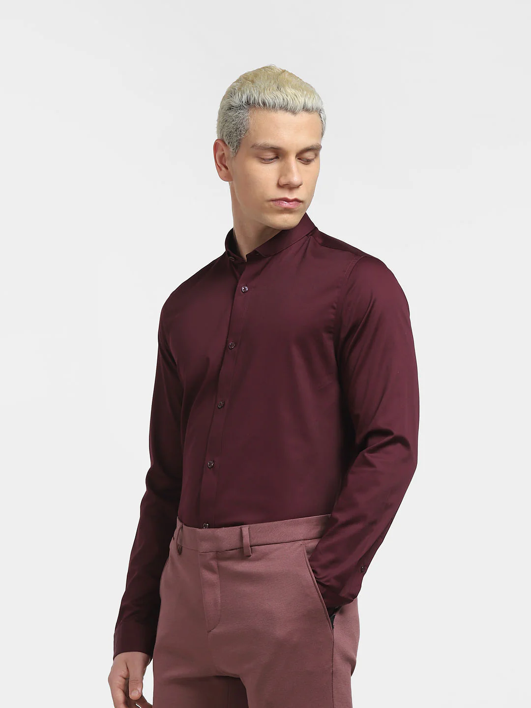 Burgundy Full Sleeves Shirt - Image 3