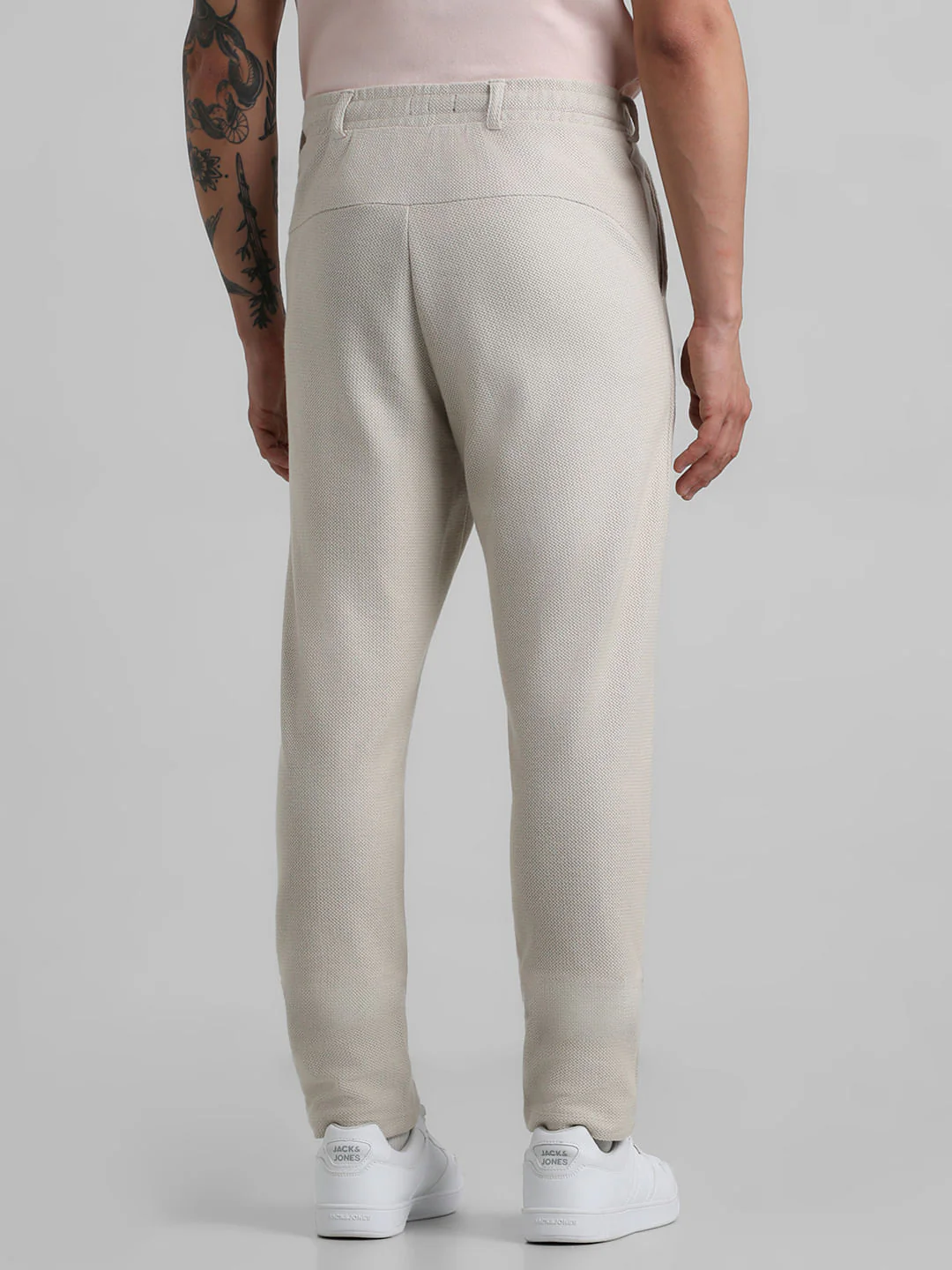 Beige Low Rise Jacquard Knit Sweatpants - Image 3