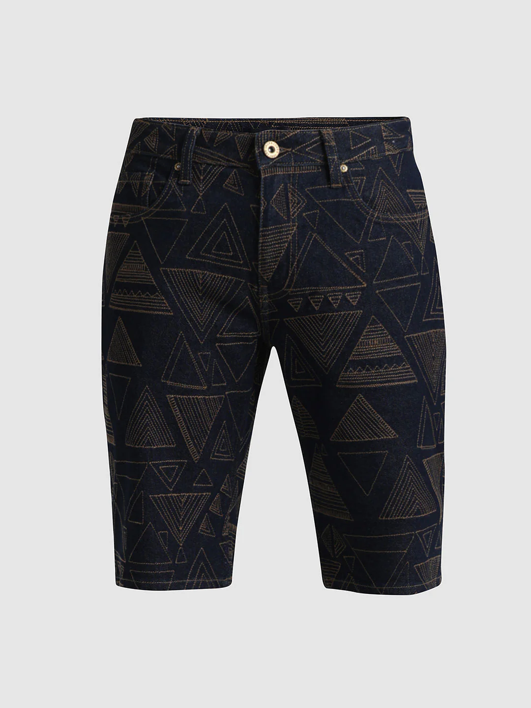 Dark Blue Low Rise Embroidered Denim Shorts - Image 6