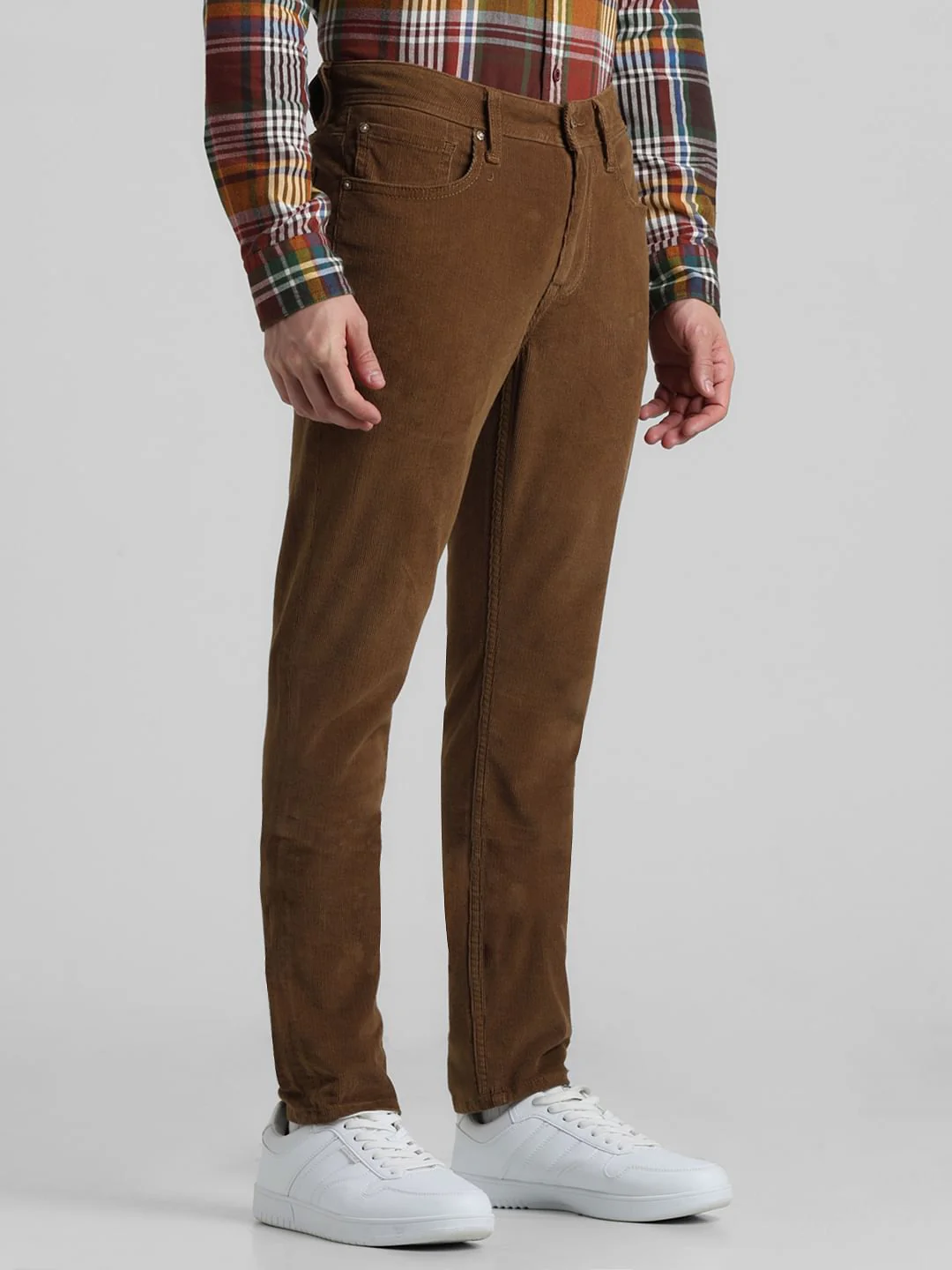 Brown Mid Rise Corduroy Pants - Image 2