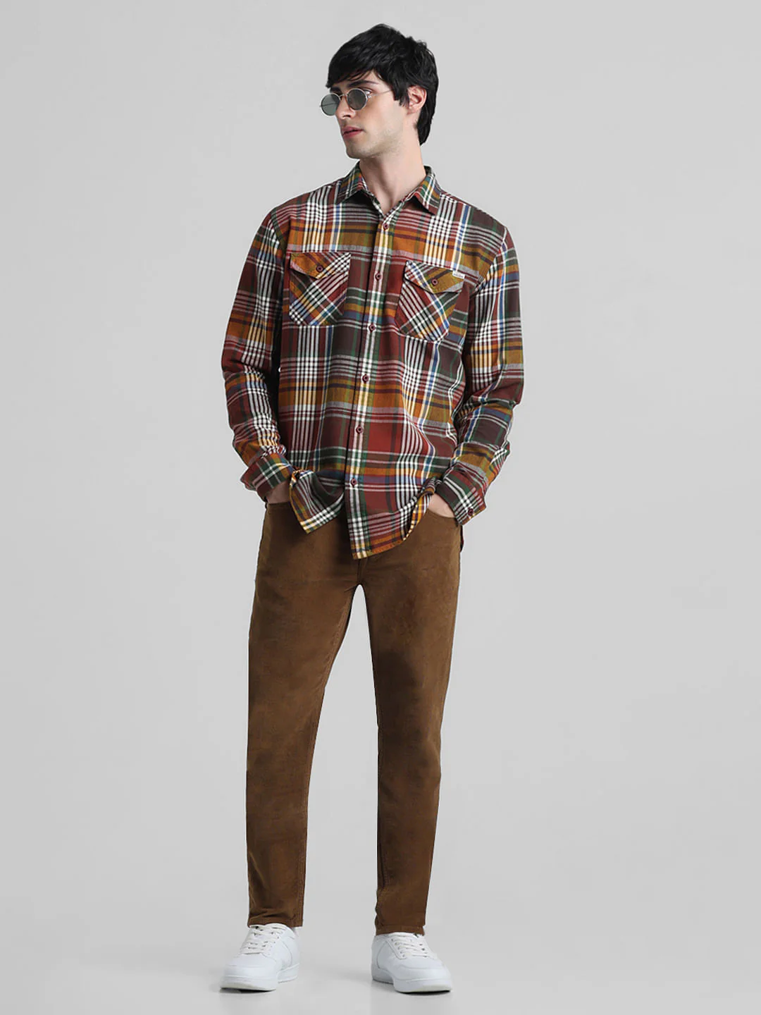 Brown Mid Rise Corduroy Pants - Image 5
