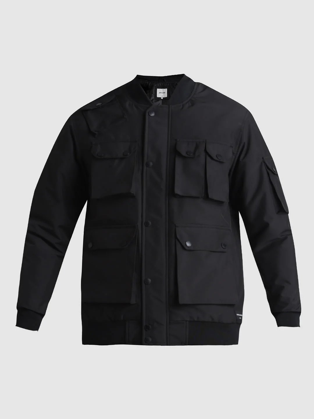 Black Oversized Pockets Bomber Jacket - Image 7