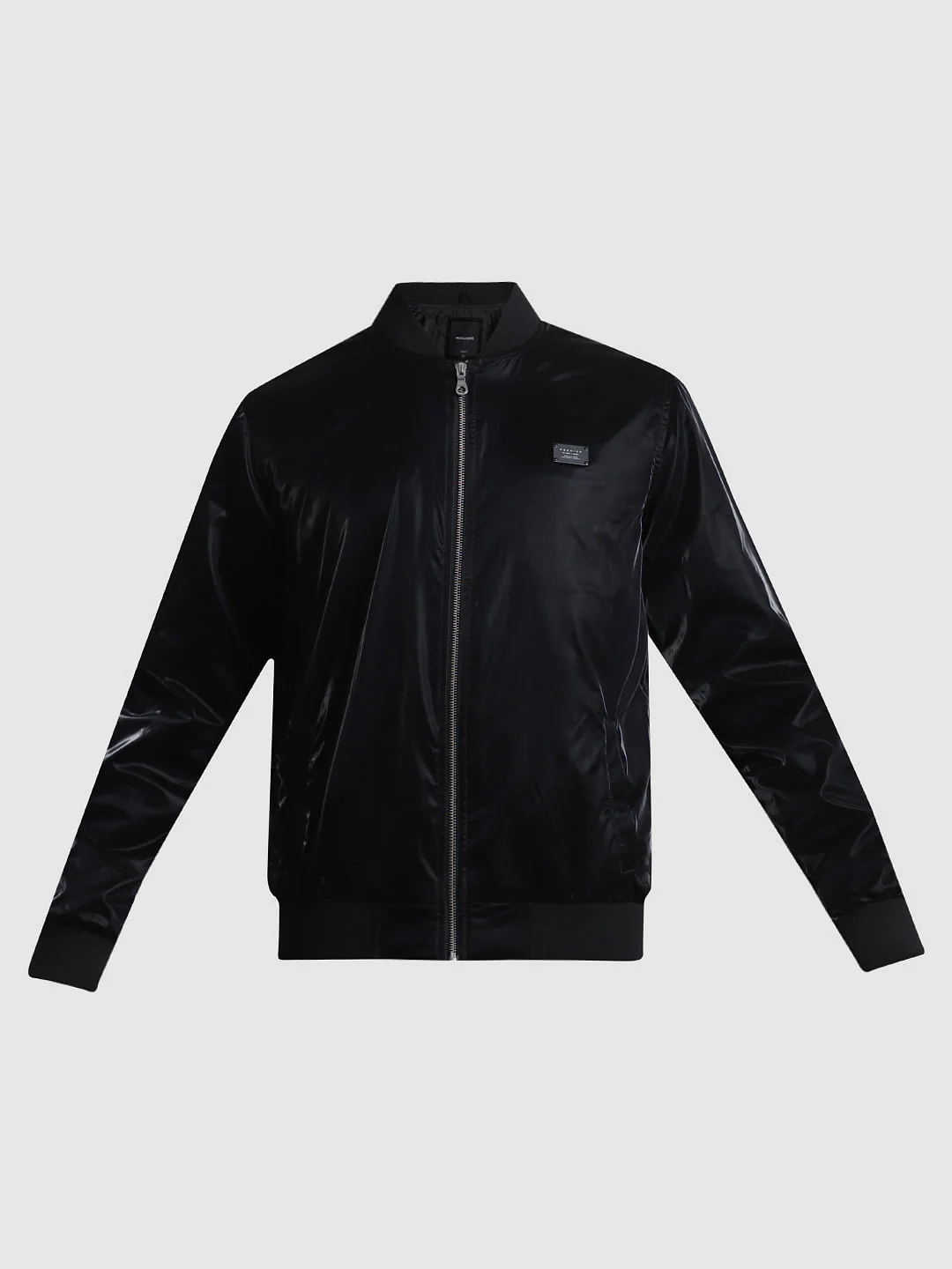 Black Reflective Zip-Up Bomber Jacket - Image 7