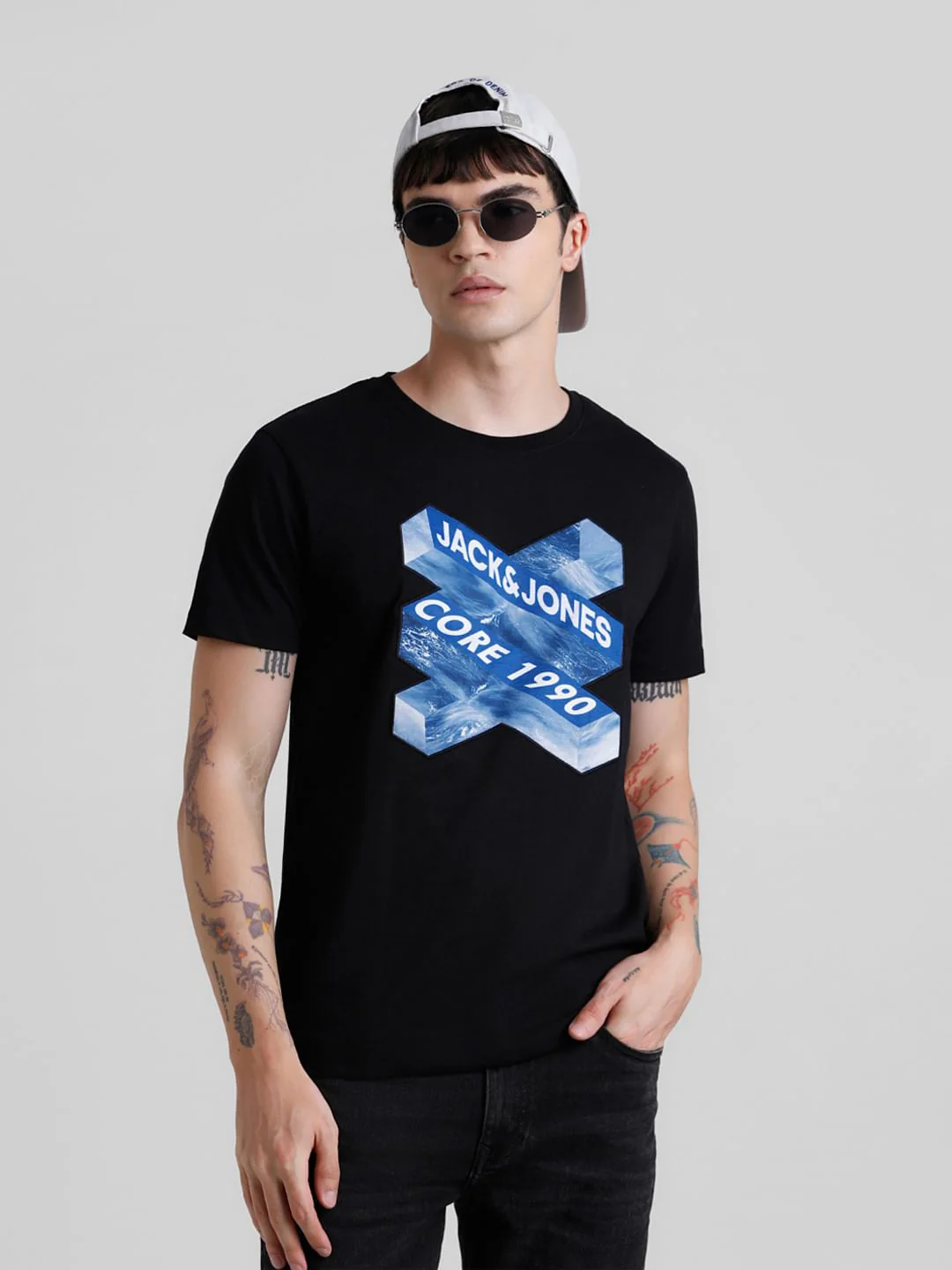 Black Graphic Print Crew Neck T-shirt