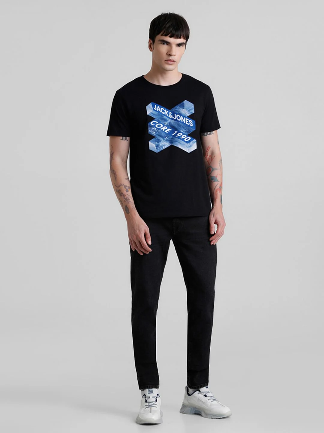 Black Graphic Print Crew Neck T-shirt - Image 6