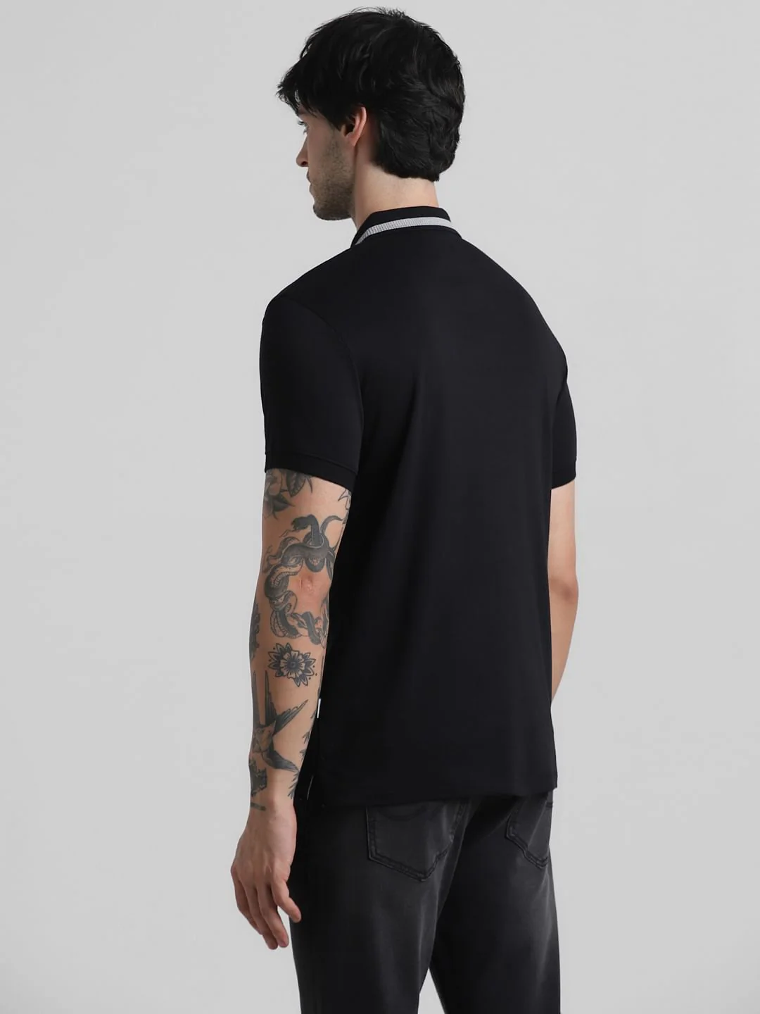 Black Logo Zipper Detail Polo - Image 4