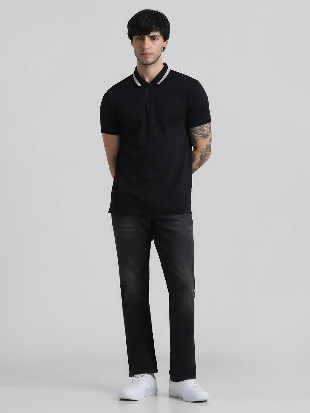 Black Logo Zipper Detail Polo - Image 6
