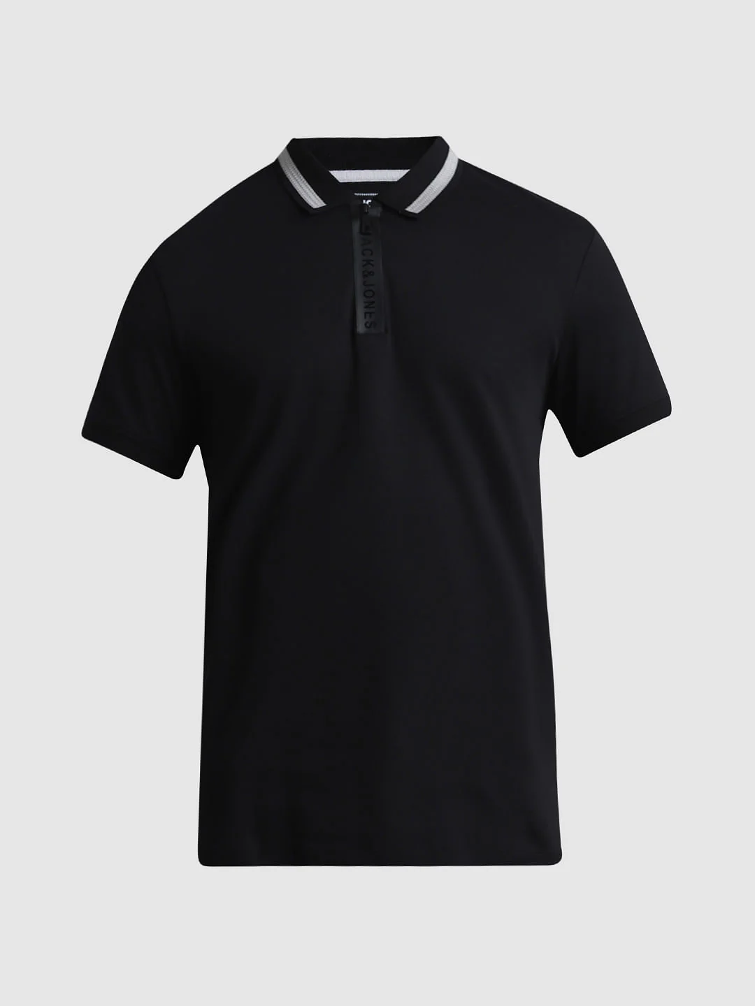 Black Logo Zipper Detail Polo - Image 7
