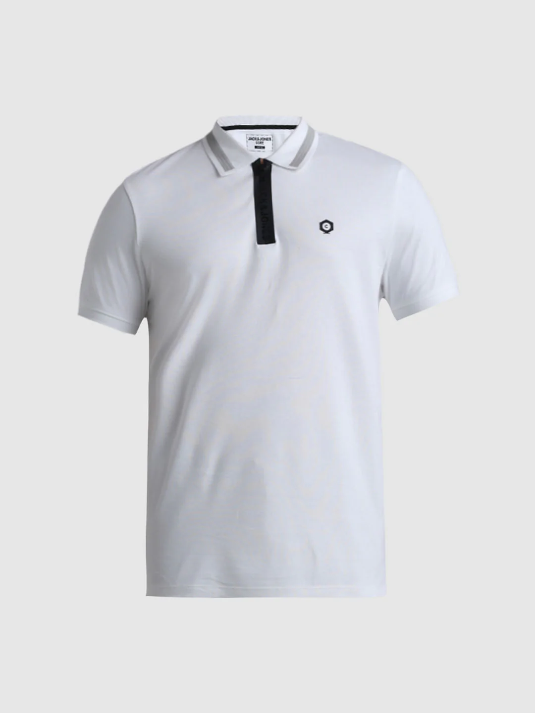 White Zip-Up Polo T-shirt - Image 7