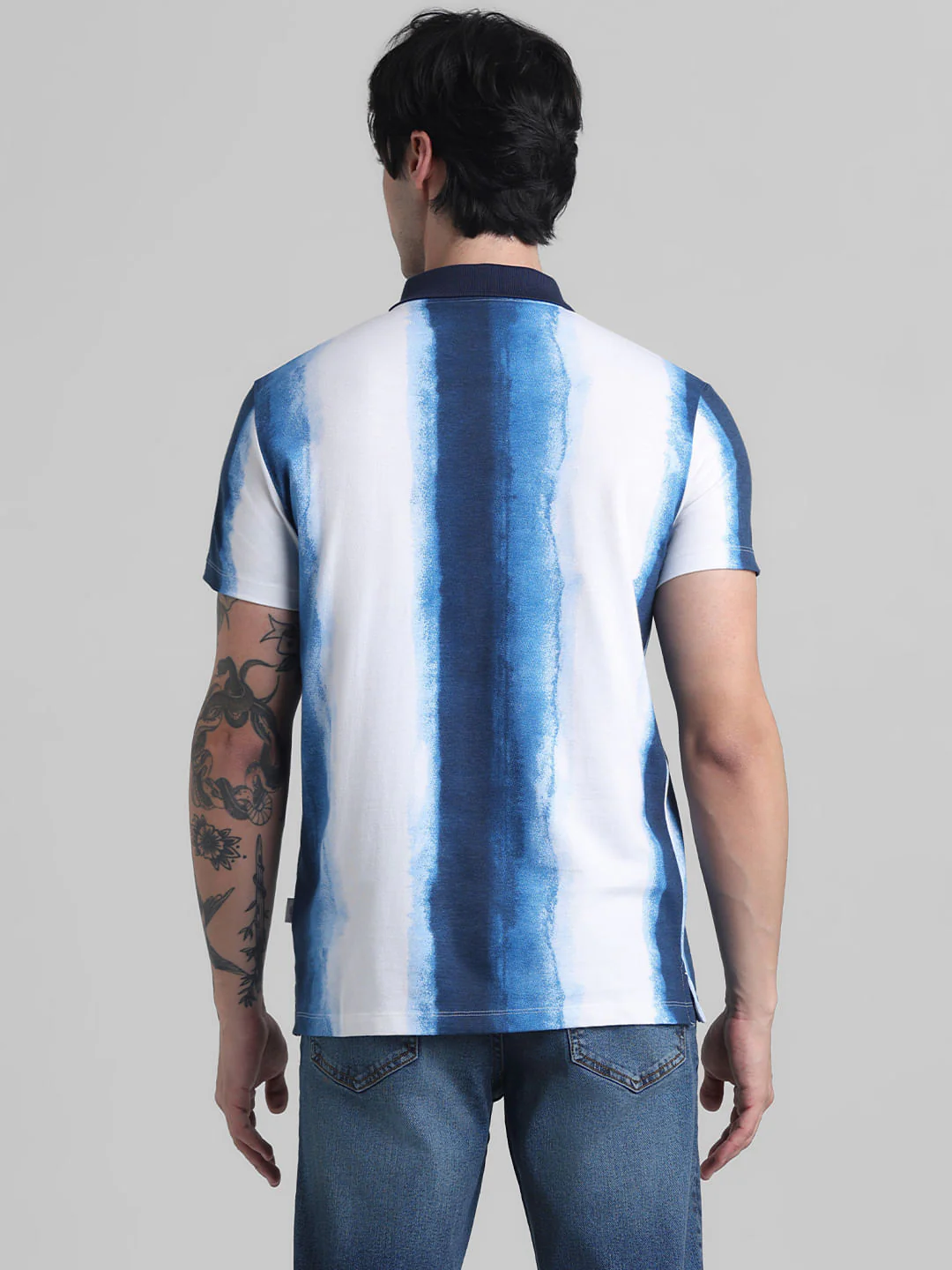 White Abstract Print Cotton Polo - Image 4