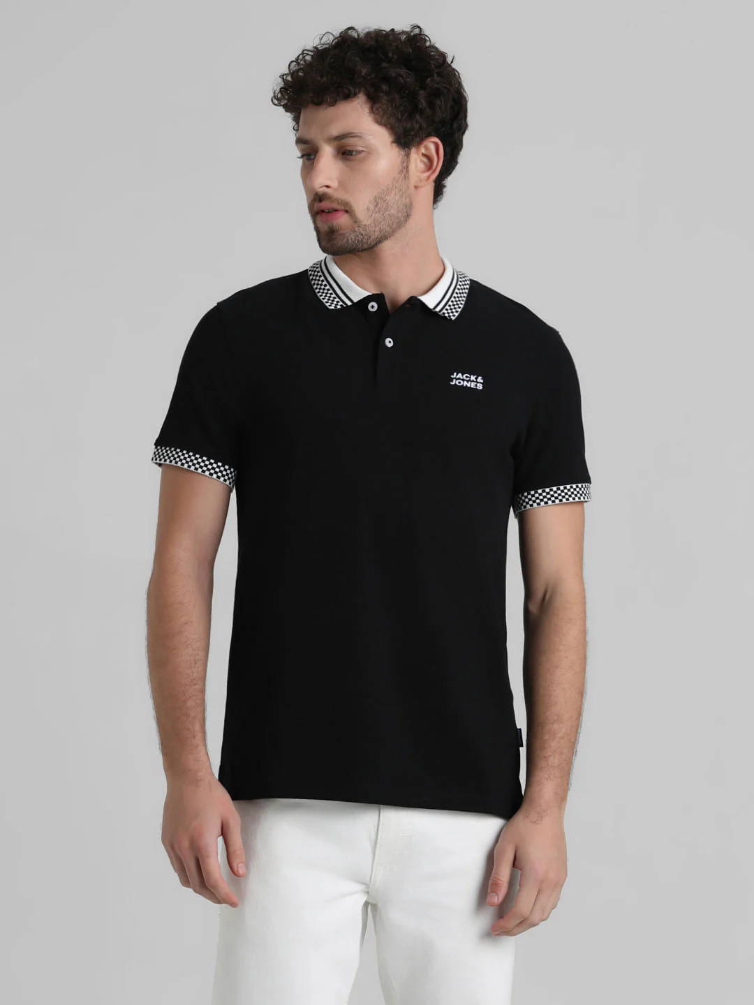 URBAN RACERS by JACK&JONES BLACK CONTRAST TIPPING POLO - Image 2