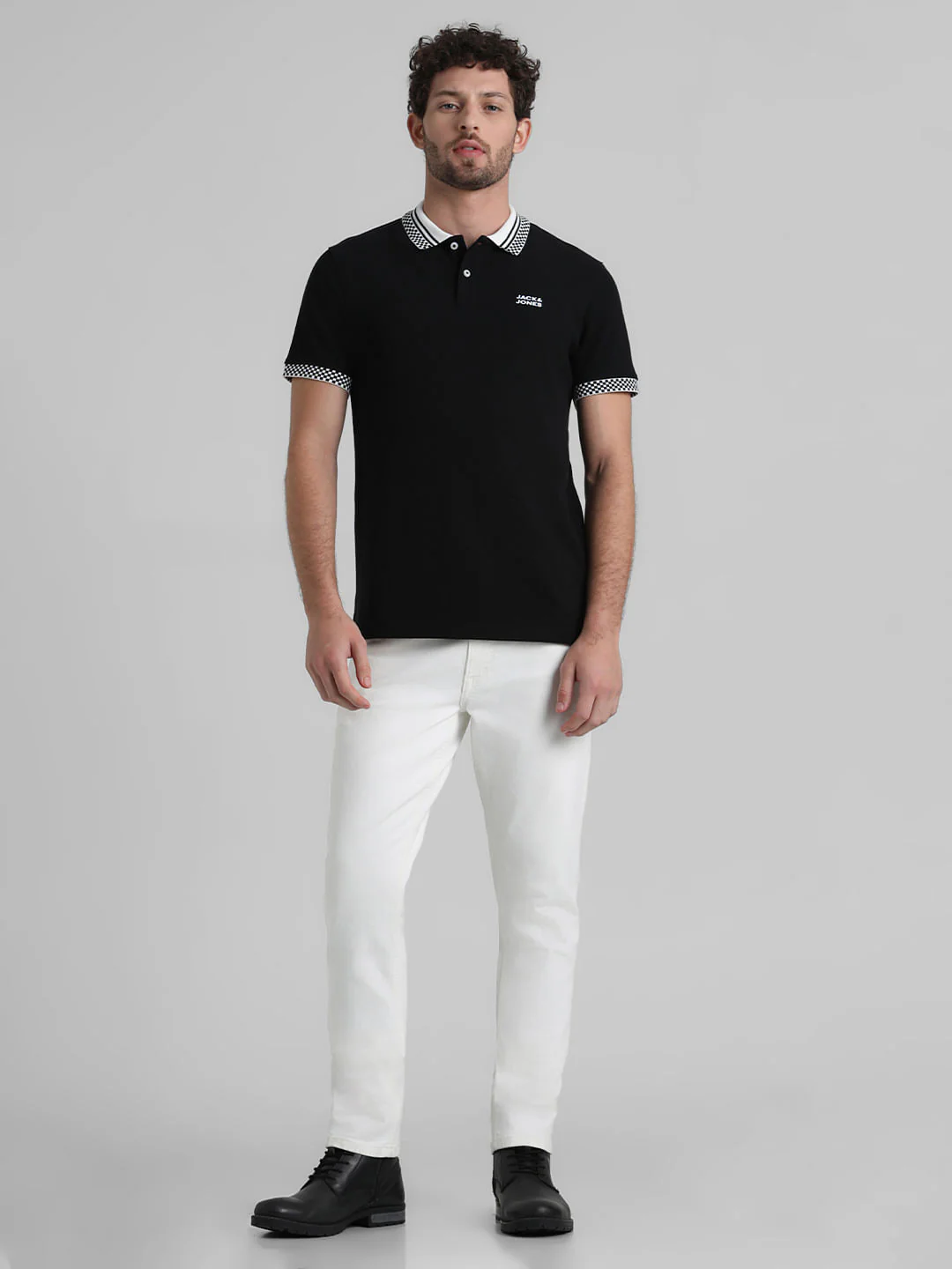 URBAN RACERS by JACK&JONES BLACK CONTRAST TIPPING POLO - Image 6