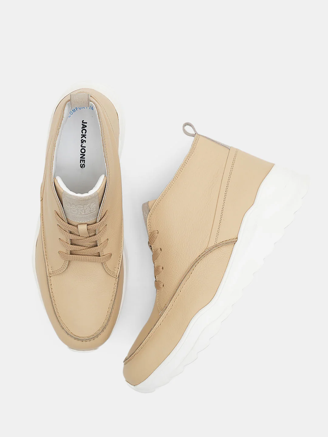 Beige Leather Chunky Boots - Image 3