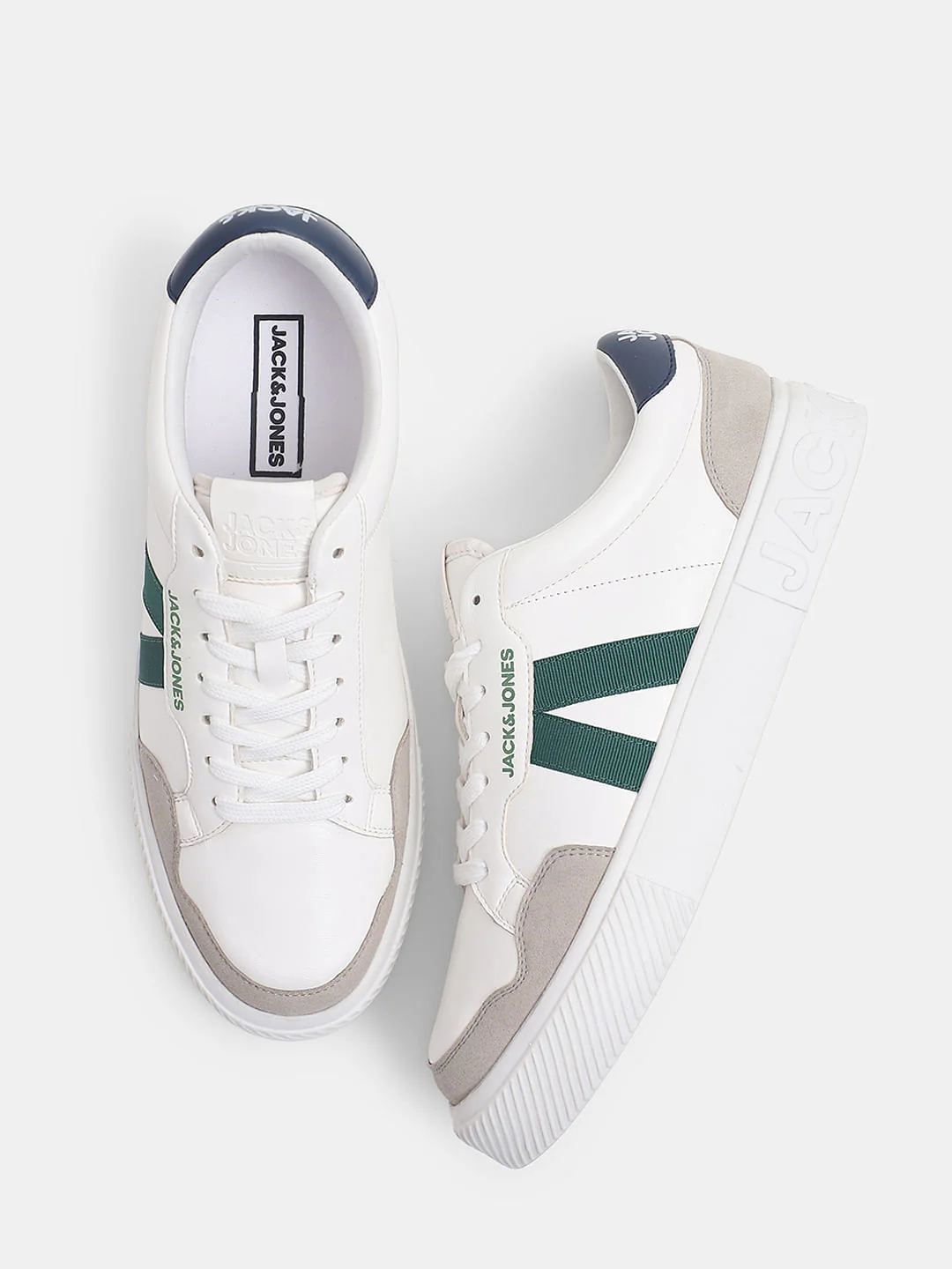 White Colourblocked Lace Up Sneakers - Image 3