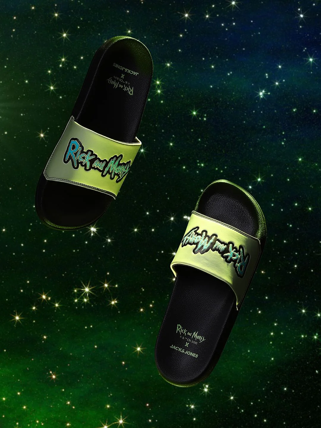 X Rick & Morty Black Typographic Print Sliders