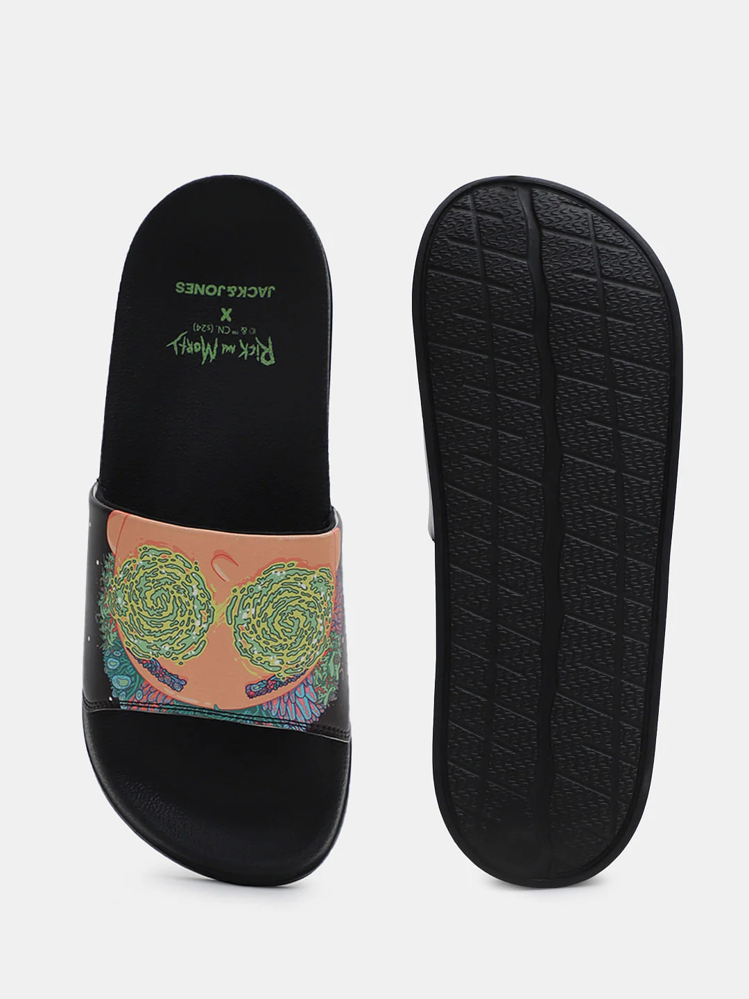 X Rick & Morty Black Printed Sliders - Image 5