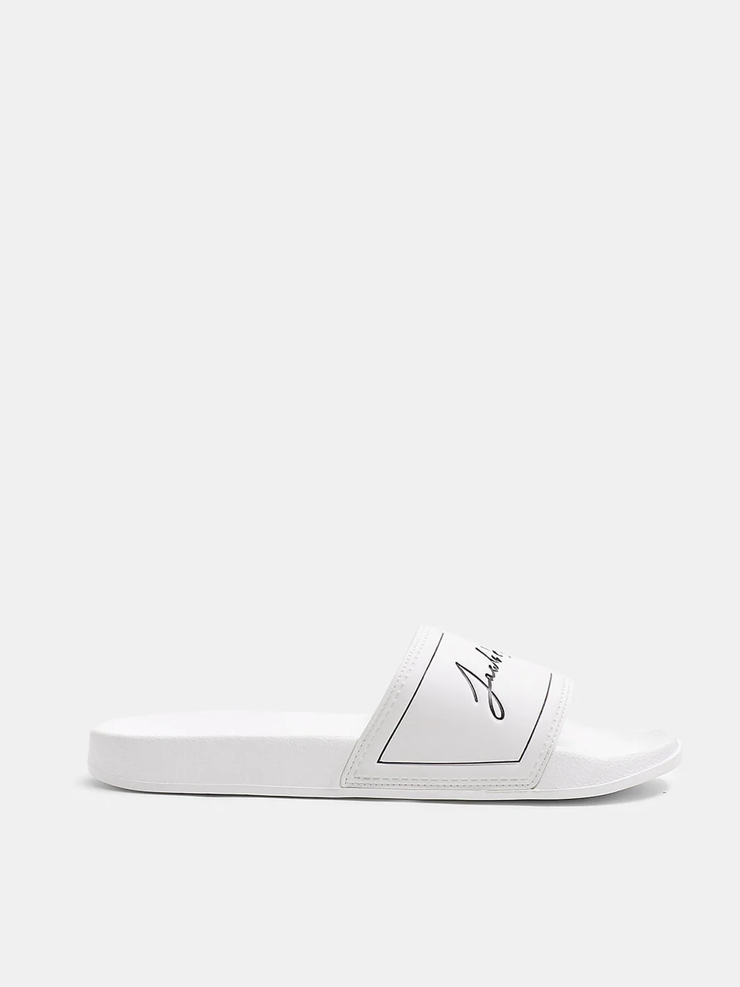 White Cursive Logo Print Sliders - Image 2