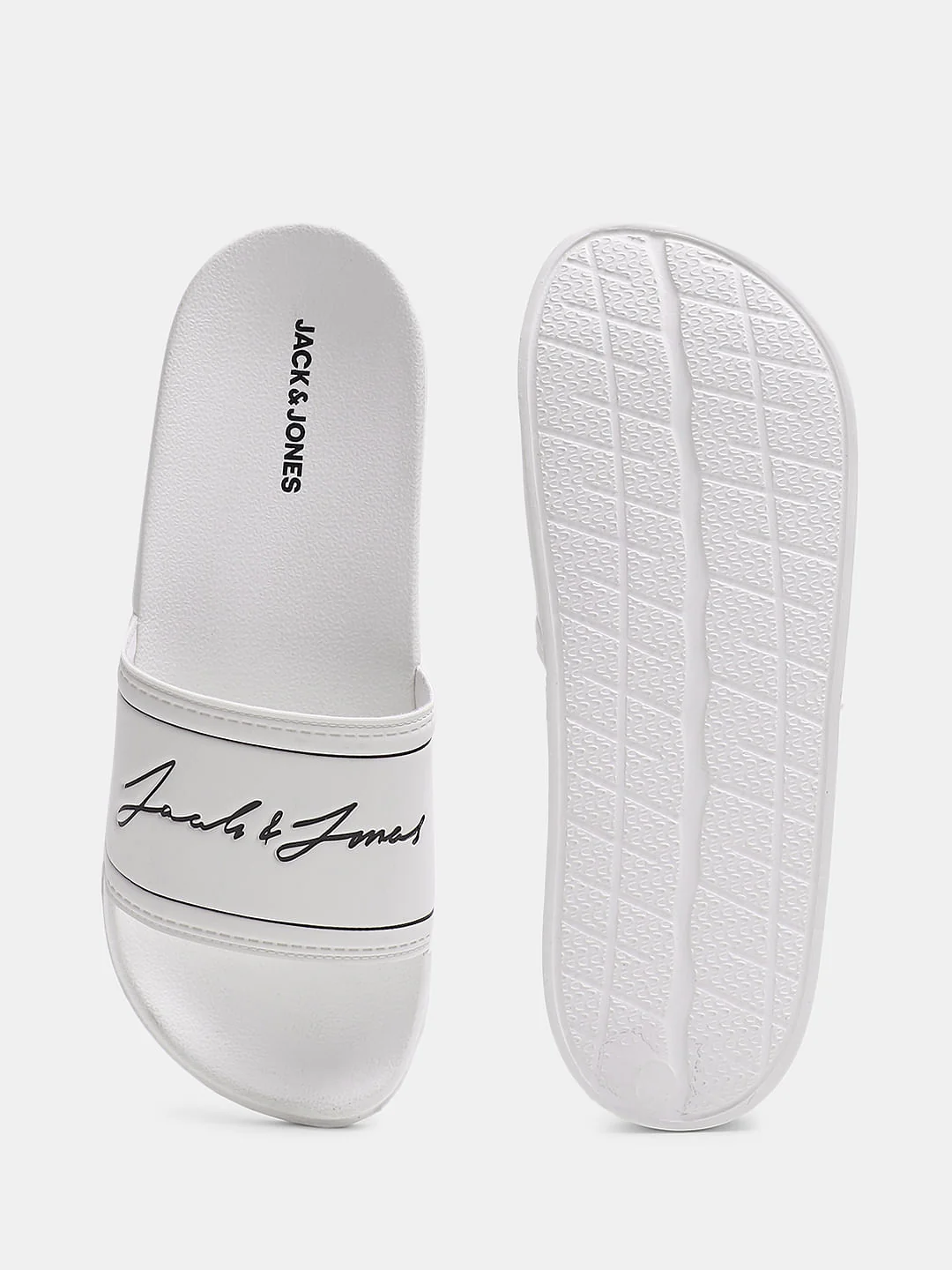 White Cursive Logo Print Sliders - Image 5