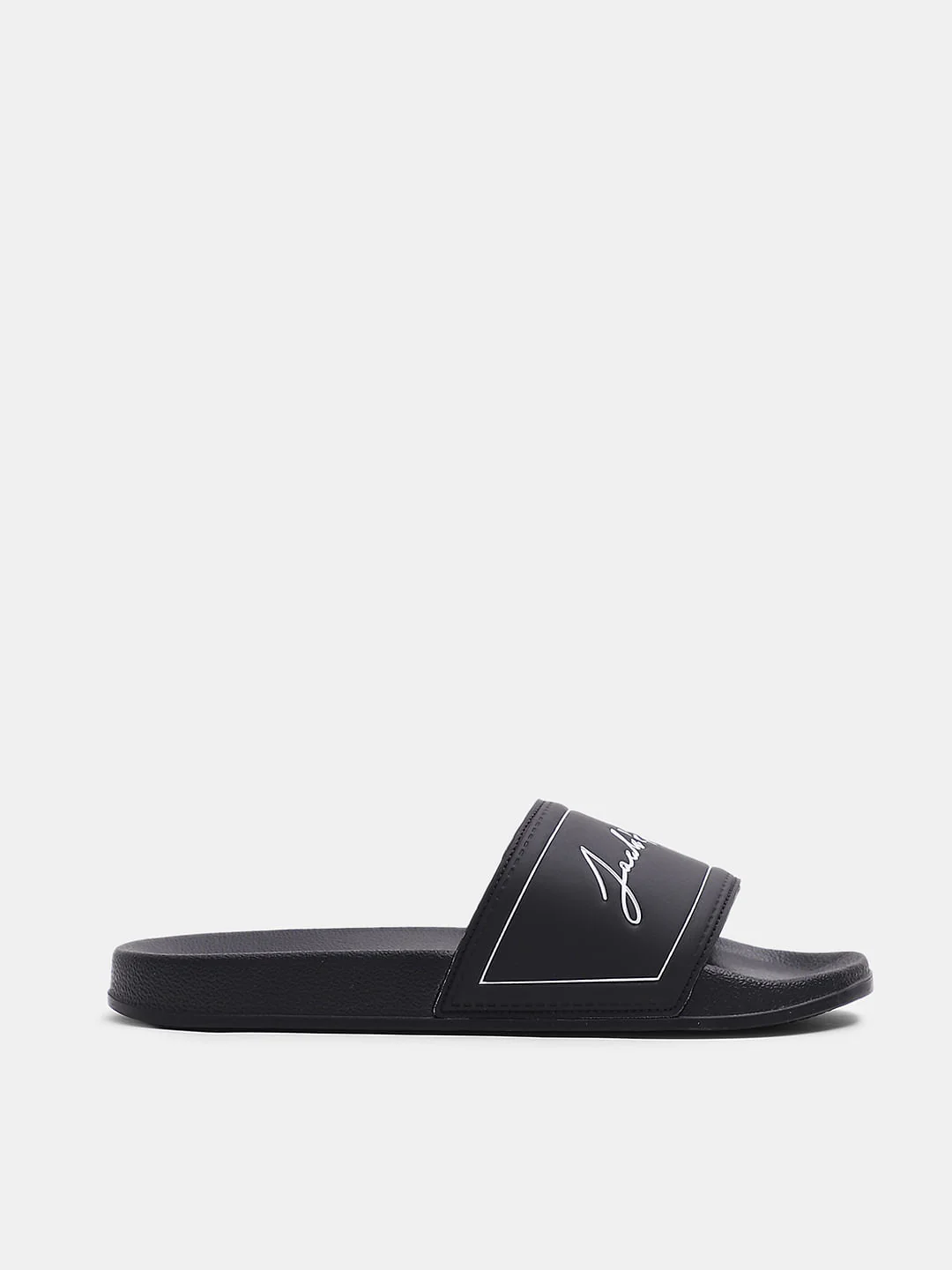 Black Cursive Logo Print Sliders - Image 2