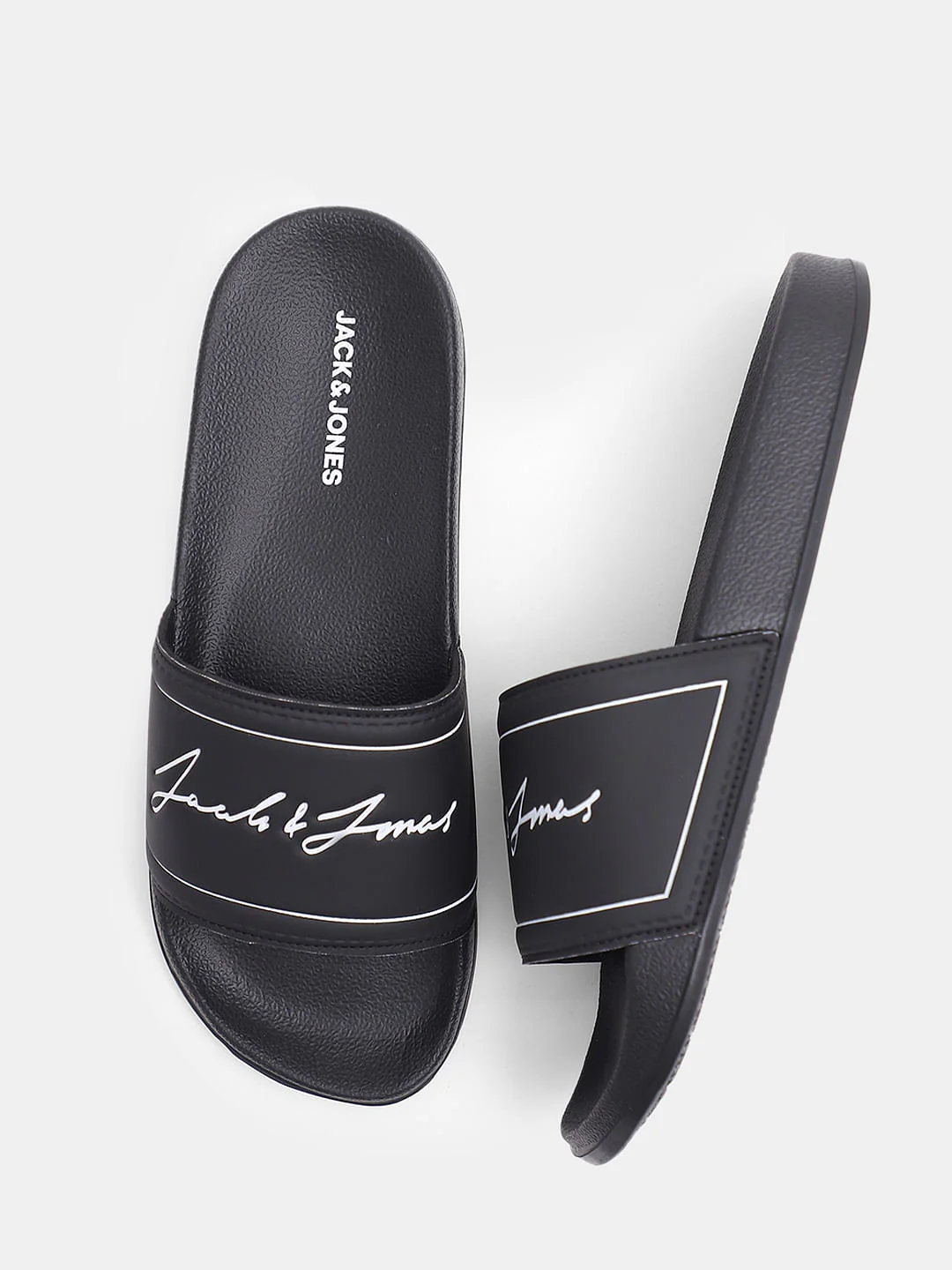 Black Cursive Logo Print Sliders - Image 3