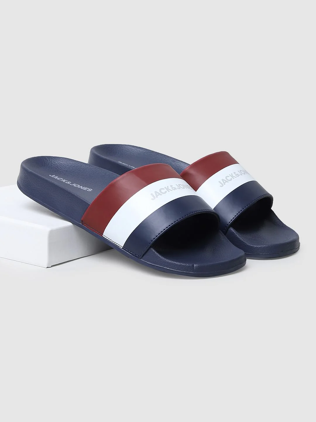 Navy Blue Striped Slides - Image 6