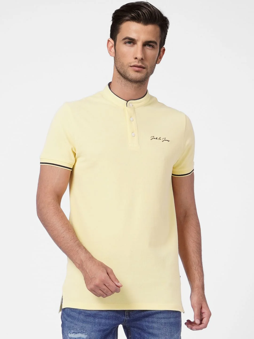 Yellow Logo Print Polo T-shirt - Image 2
