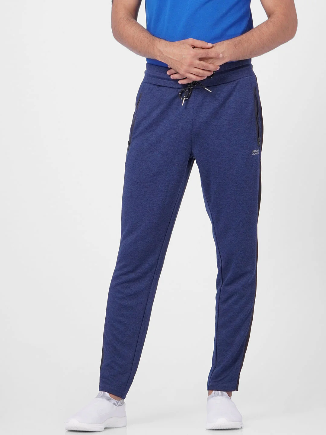 Blue Low Rise Tape Detail Trackpants - Image 2