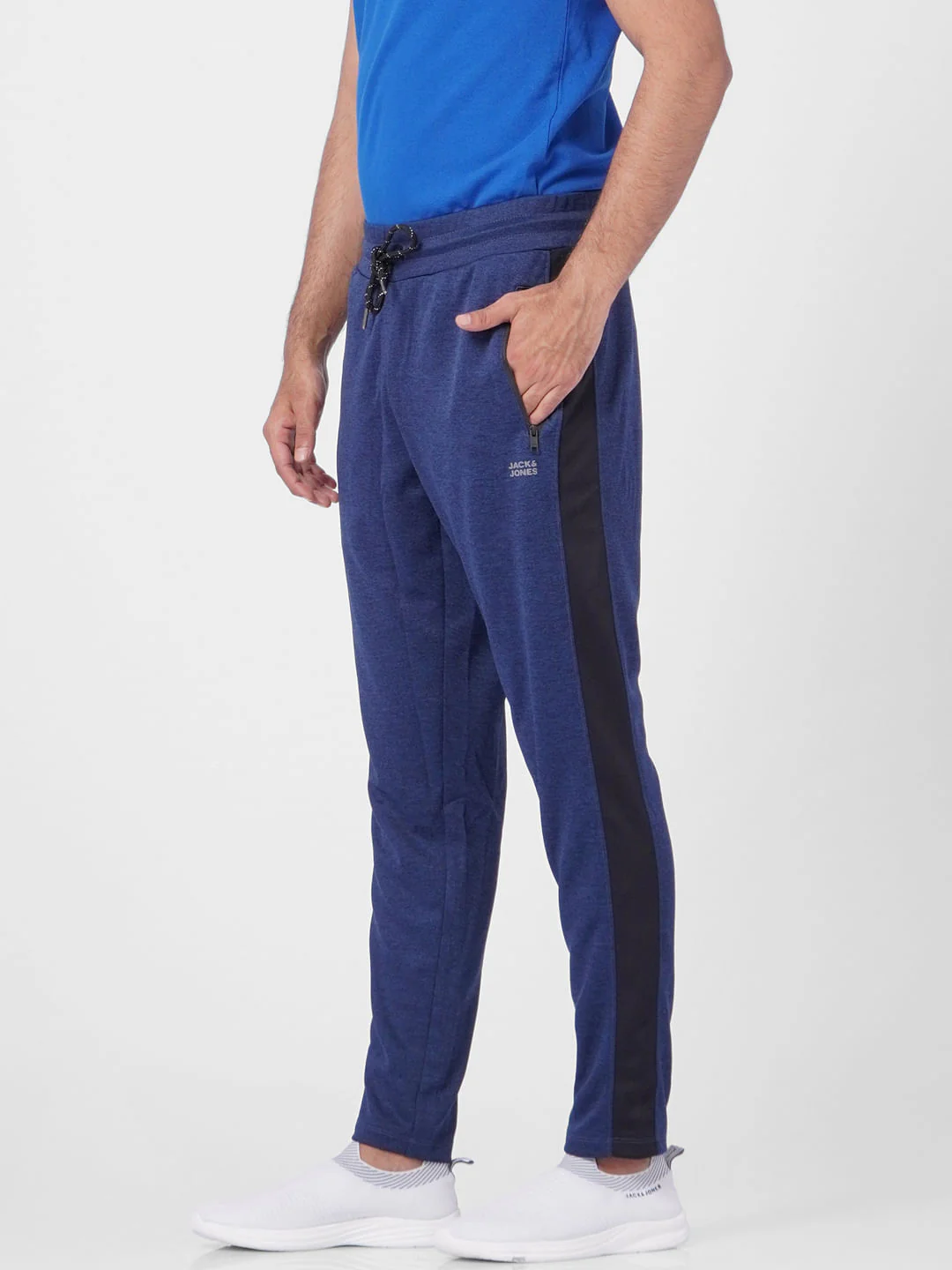 Blue Low Rise Tape Detail Trackpants - Image 3