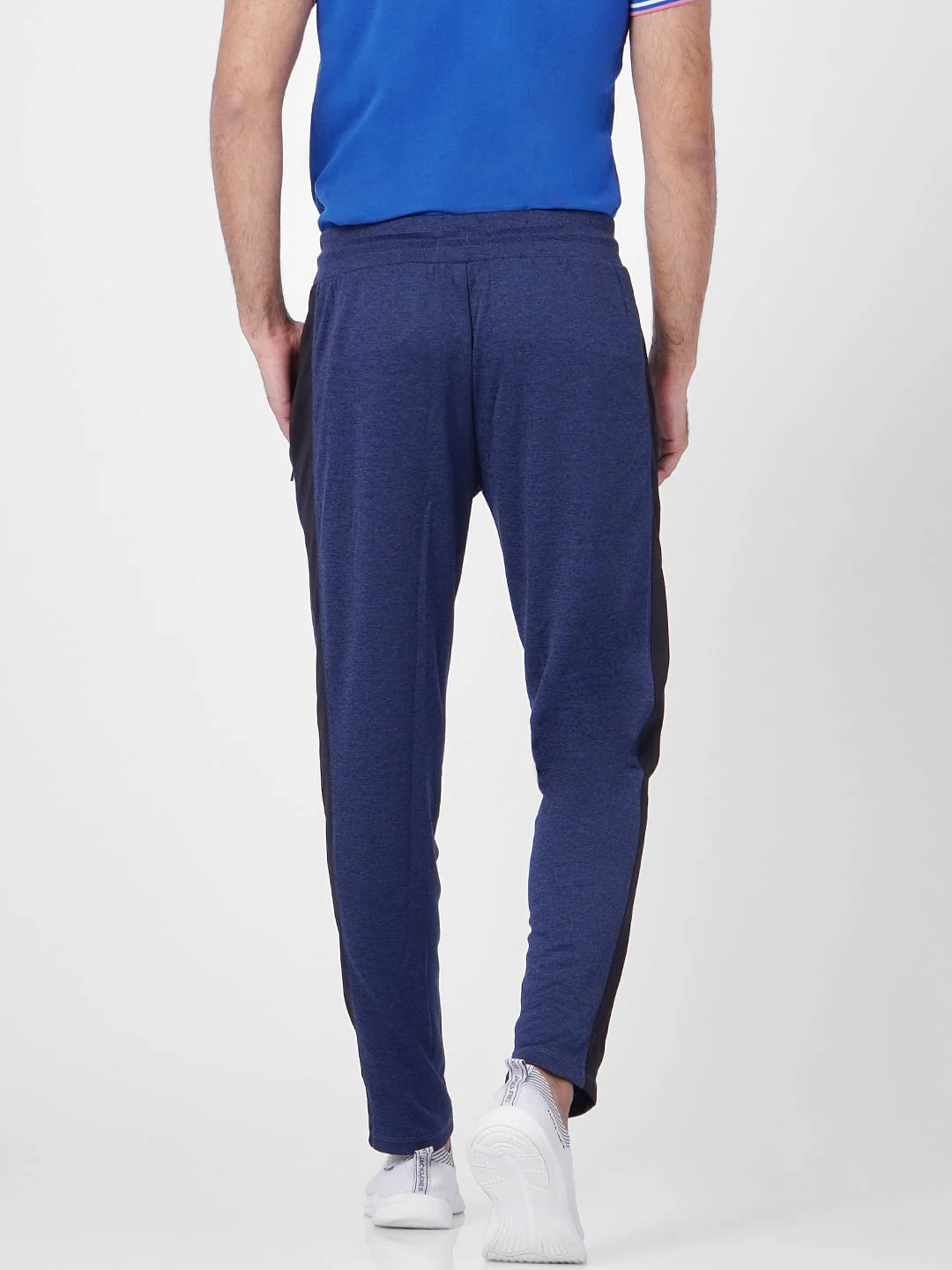 Blue Low Rise Tape Detail Trackpants - Image 4