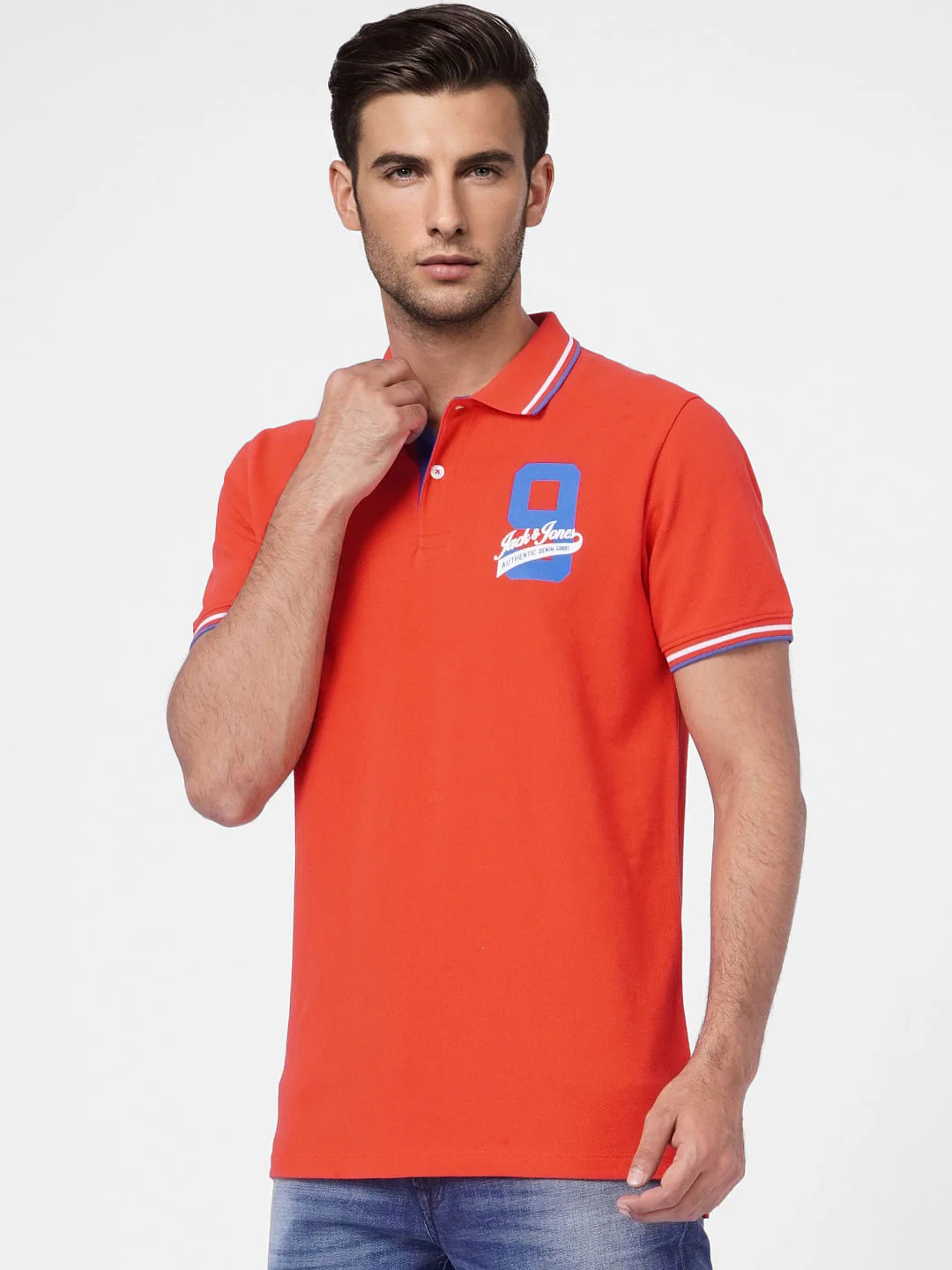 Red Contrast Tipping Polo T-shirt - Image 2