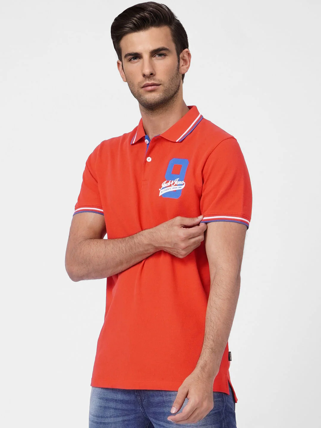 Red Contrast Tipping Polo T-shirt - Image 3