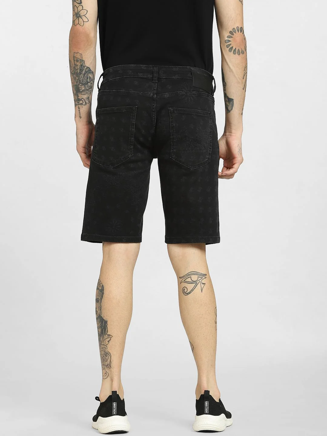Black Low Rise Denim Shorts - Image 4