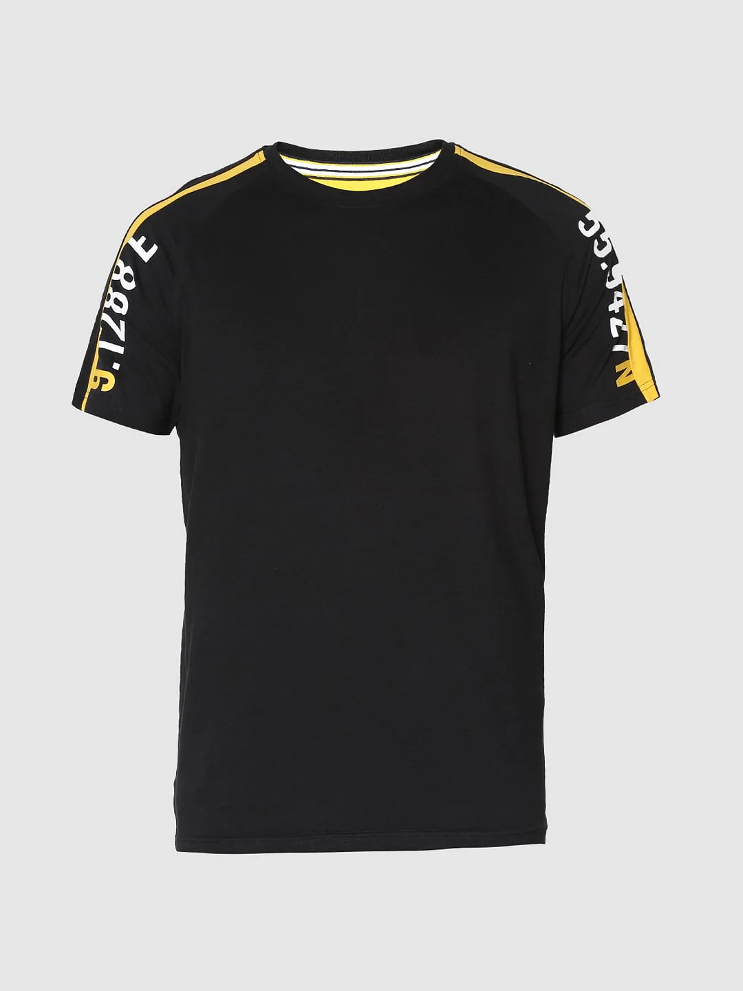 Black Colourblocked Sleeves Crew Neck T-shirt - Image 7