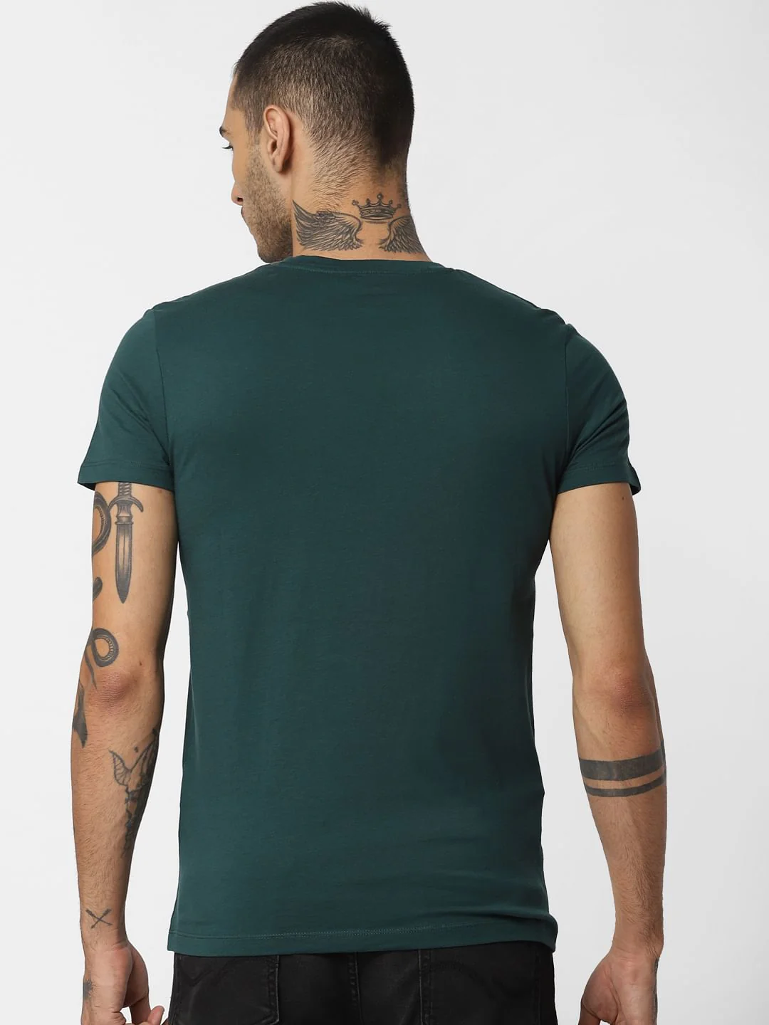 Green Text Print Crew Neck T-shirt - Image 4