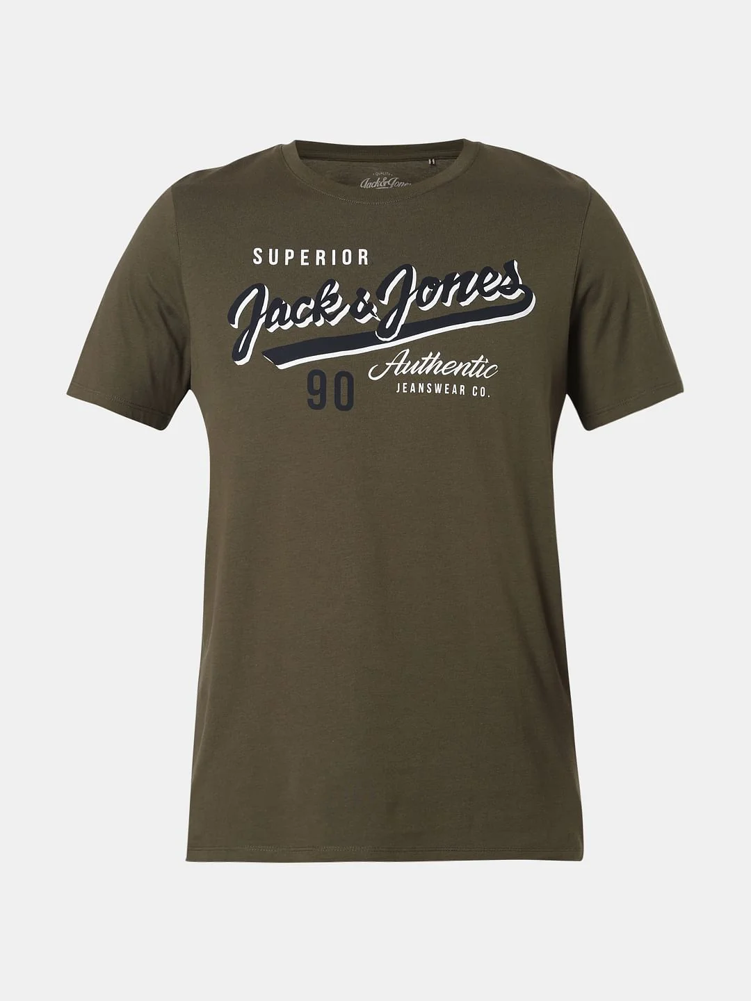 Olive Green Logo Print T-shirt - Image 7