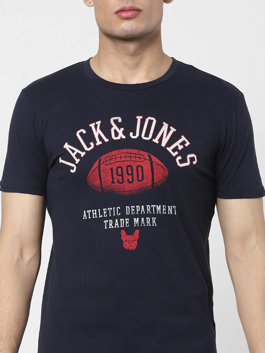 Navy Blue Graphic Print Crew Neck T-shirt - Image 5