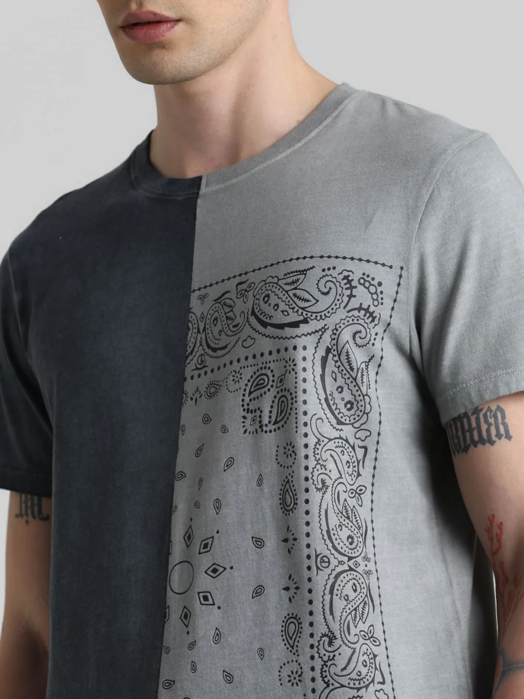 UNMATCHED by JACK&JONES Grey Printed Acid Washed T-shirt - Image 5