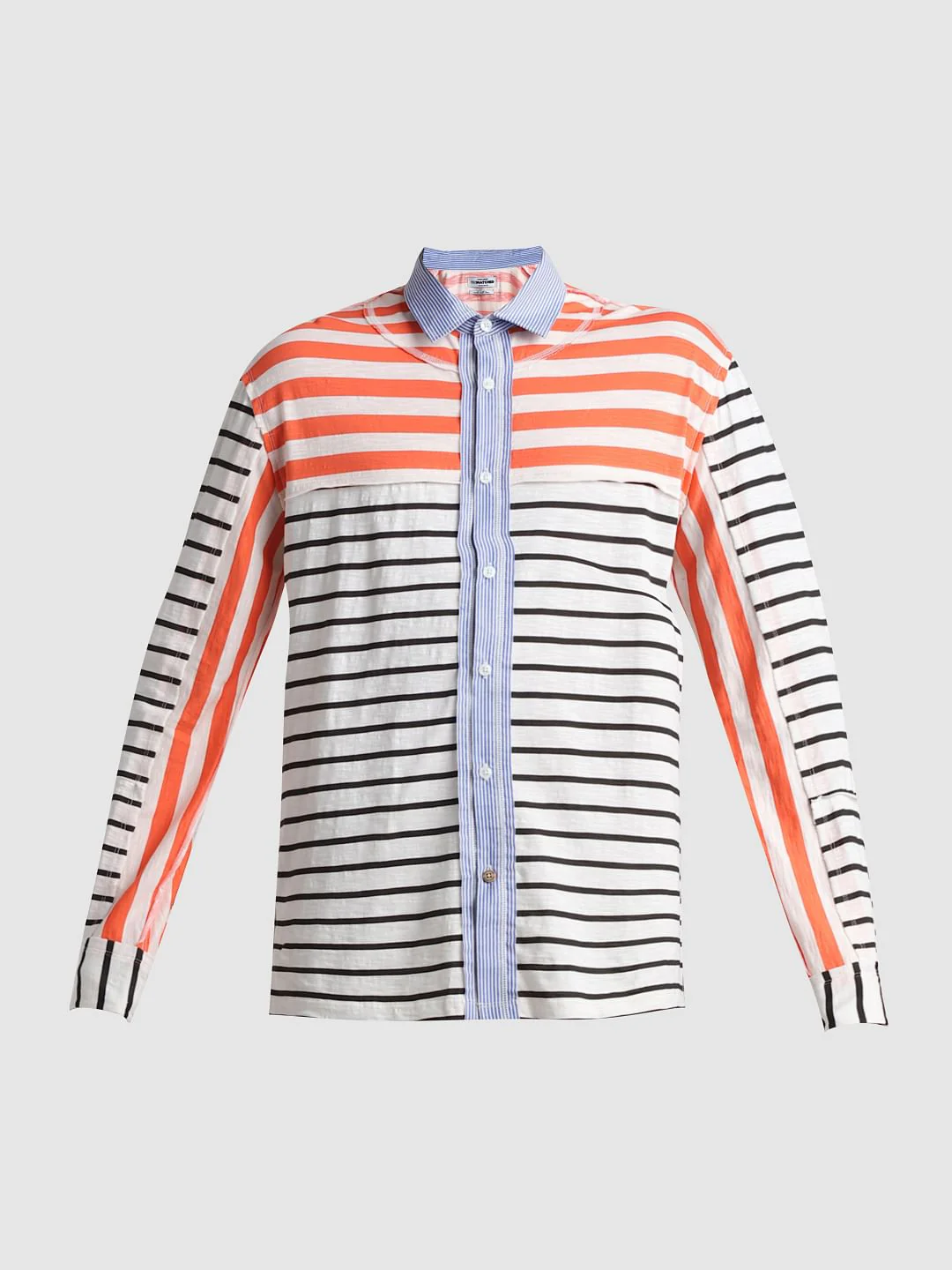UNMATCHED by JACK&JONES White Striped Colourblocked Shirt - Image 7