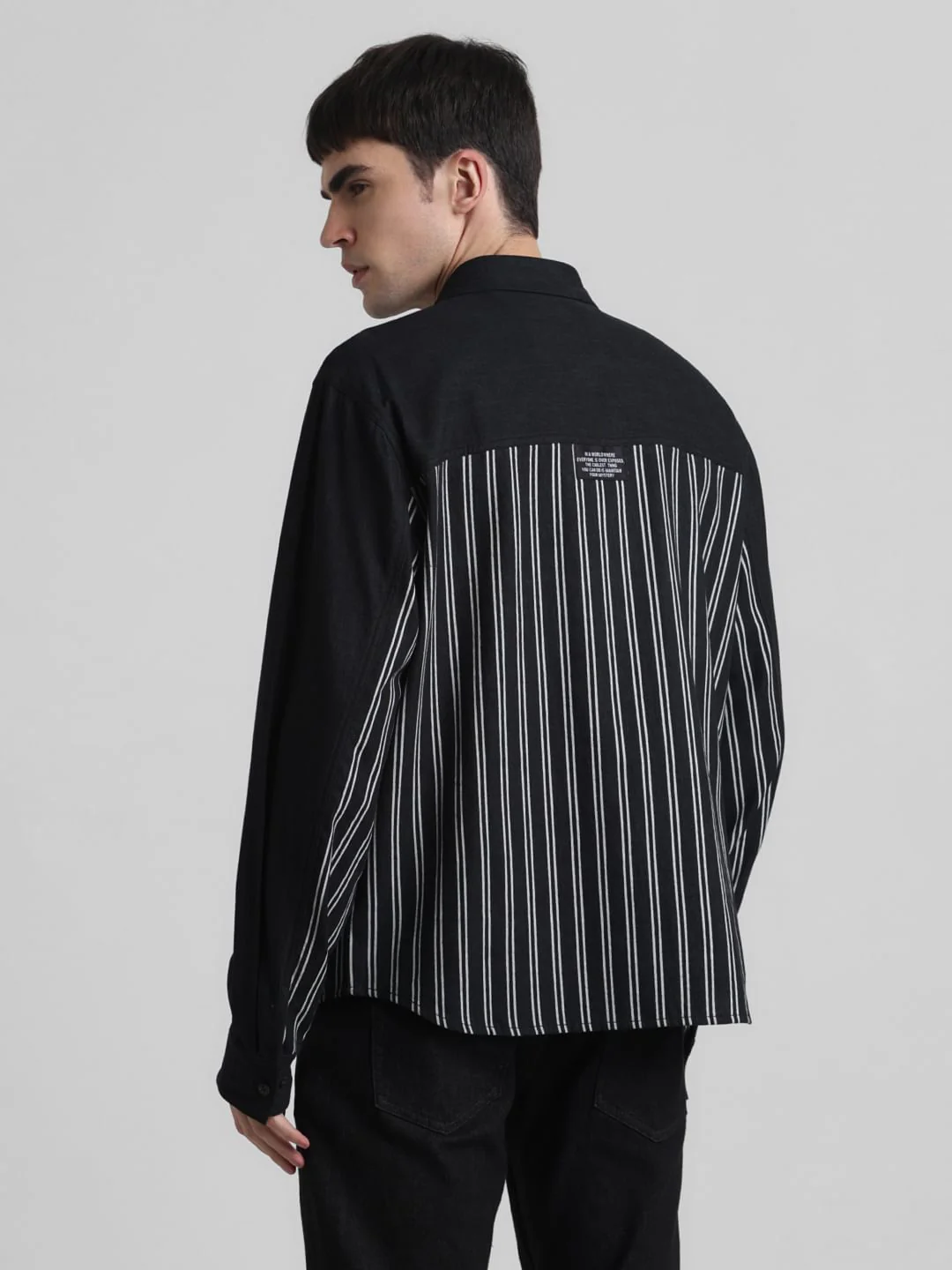UNMATCHED by JACK&JONES Black Print-Blocked Cut & Sew Shirt - Image 4