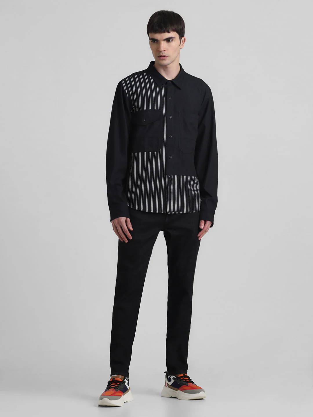 UNMATCHED by JACK&JONES Black Print-Blocked Cut & Sew Shirt - Image 7