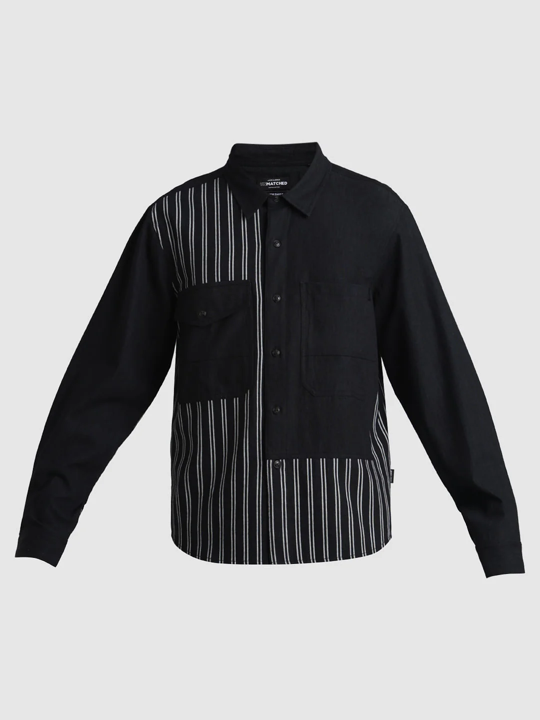 UNMATCHED by JACK&JONES Black Print-Blocked Cut & Sew Shirt - Image 8