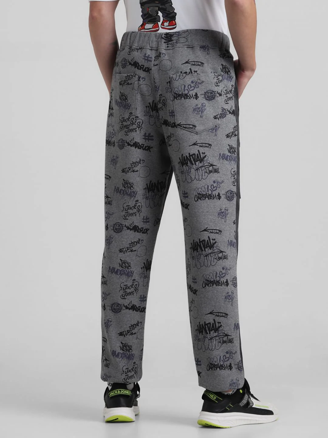 UNMATCHED by JACK&JONES Dark Grey Printed Dario Anti Fit Jeans - Image 4