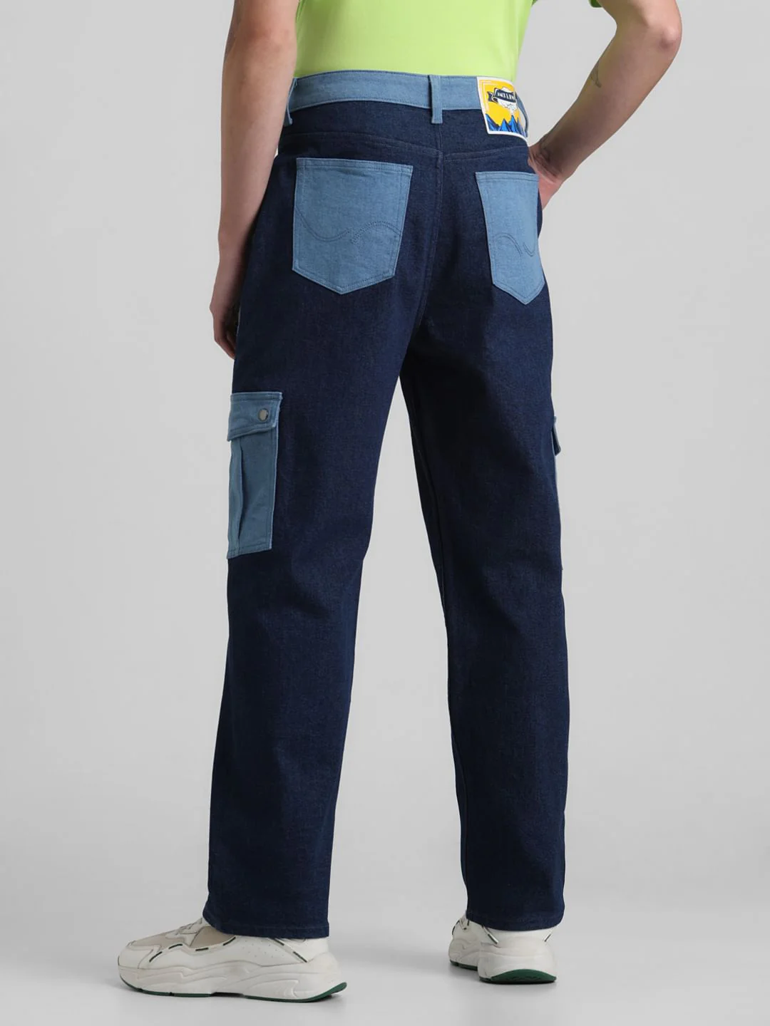 UNMATCHED by JACK&JONES Blue Colourblocked Carpenter Anti Fit Jeans - Image 4