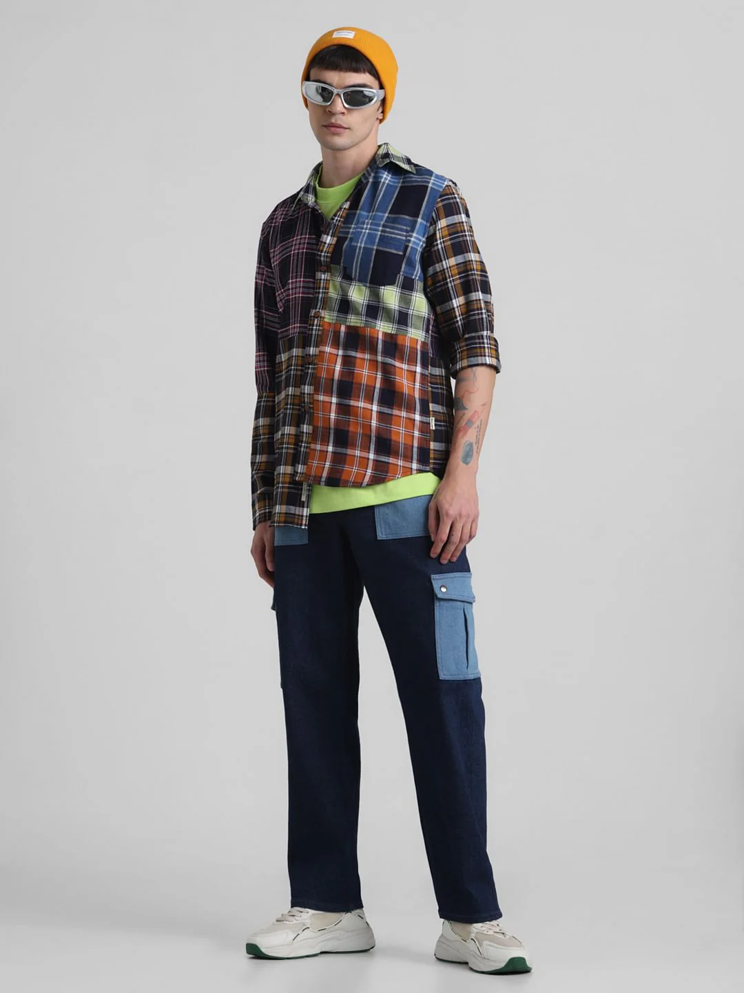 UNMATCHED by JACK&JONES Blue Colourblocked Carpenter Anti Fit Jeans - Image 6