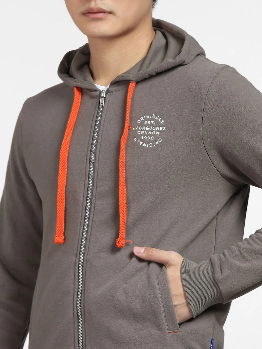 Grey Front-Open Hooded Sweatshirt - Image 5