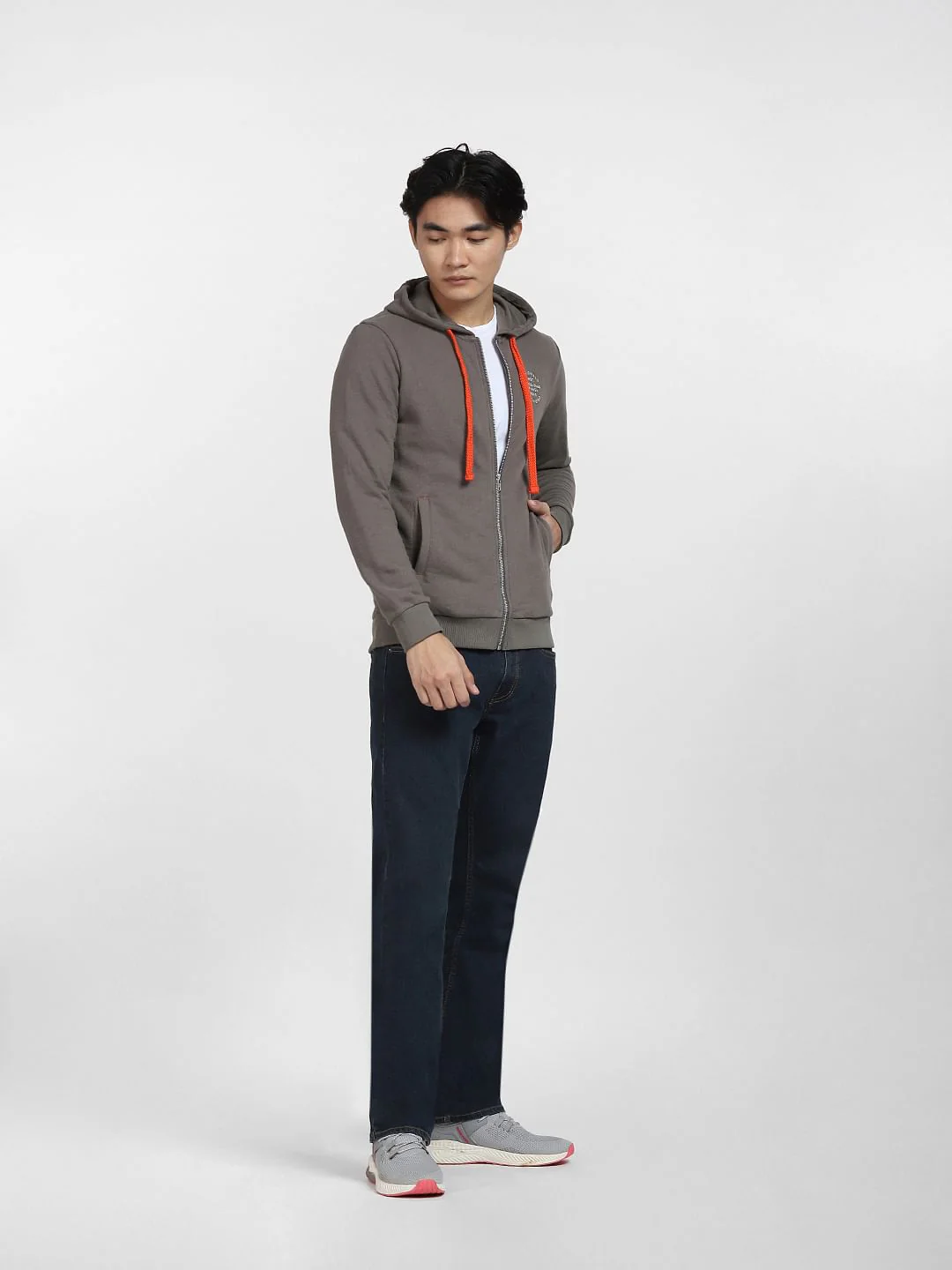 Grey Front-Open Hooded Sweatshirt - Image 6